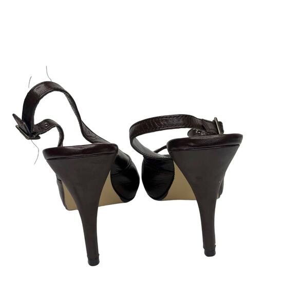 Apt. 9 Brown Leather Slingback Heels Size 7 - Picture 3 of 8
